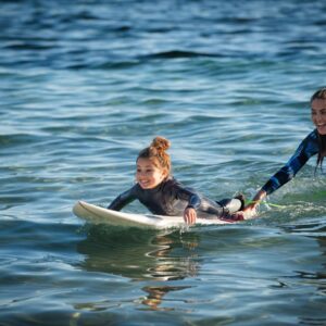 Little girl on a surfboard